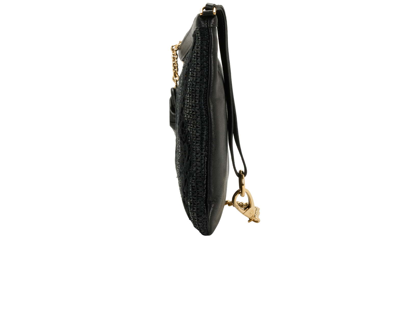 Lace Shoulder Bag, &pound;220, Handbags, Black, Leather, Bottom view